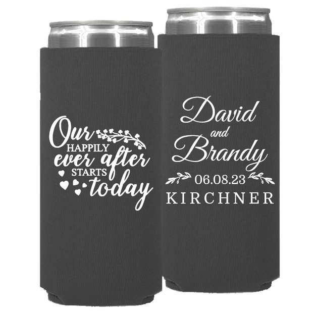 Wedding 100 - Our Happily Ever After Starts Today - Neoprene Slim Can
