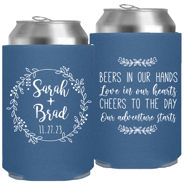 Wedding 107 - Beers In Our Hands Love In Our Hearts Circle Wreath - Foam Can