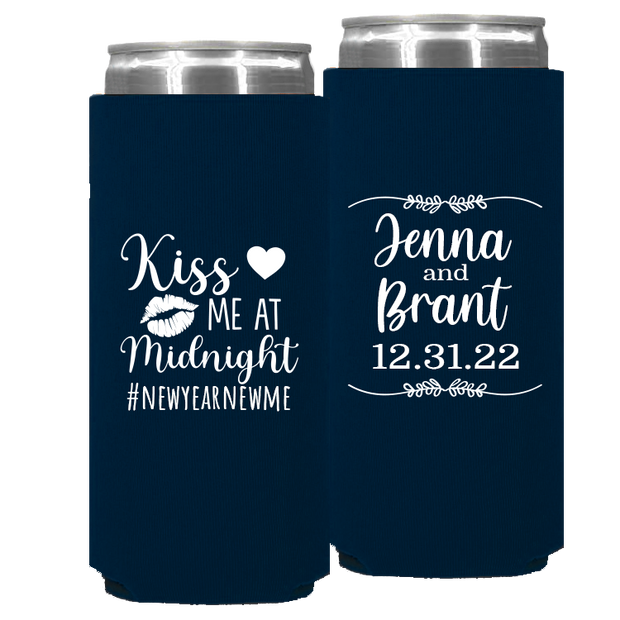 Wedding 133 - Kiss Me At Midnight With Leaves - Foam Slim Can