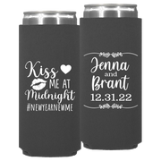 Wedding 133 - Kiss Me At Midnight With Leaves - Neoprene Slim Can