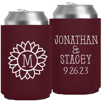 Wedding 145 - Flower With Last Name - Neoprene Can