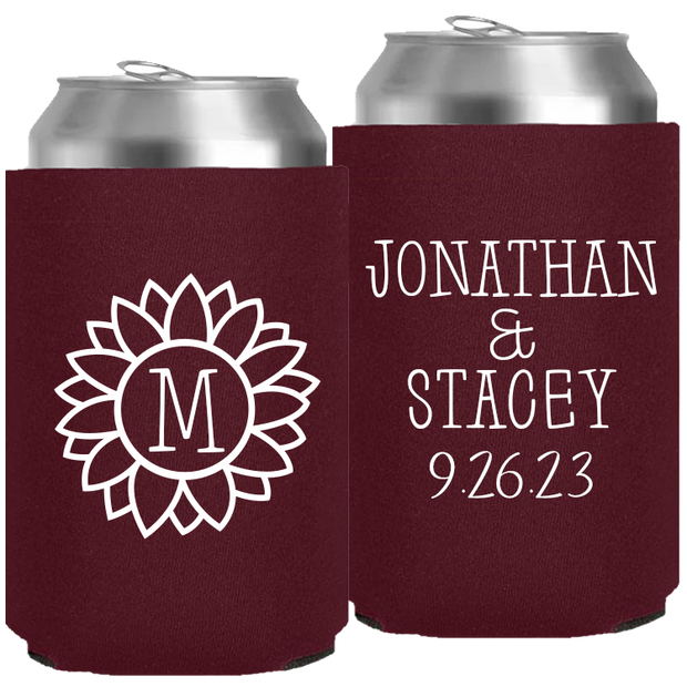 Wedding - Flower With Last Name - Neoprene Can 145