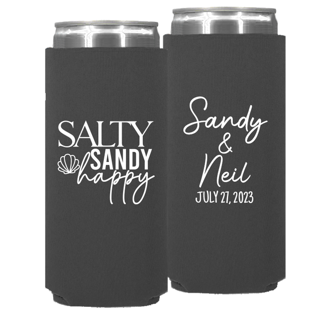 Wedding 166 - Salty Sandy Happy - Neoprene Slim Can