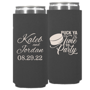 Wedding 019 - Puck Ya It's Time To Party - Neoprene Slim Can