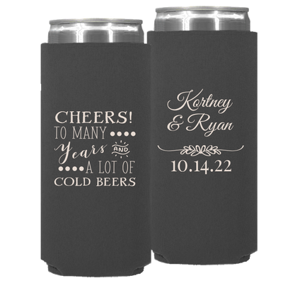 Wedding - Cheers To Many Years & A Lot Of Cold Beers - Neoprene Slim Can 024