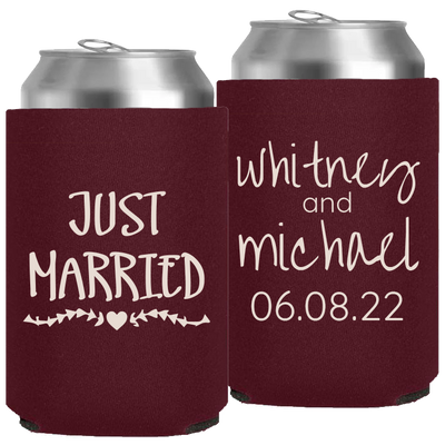 Wedding 047 - Just Married Names And Date - Neoprene Can