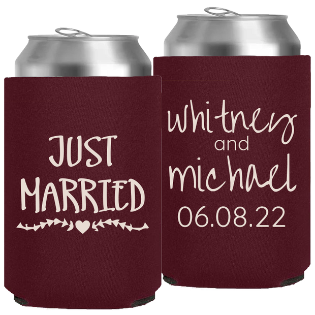 Wedding - Just Married Names And Date - Neoprene Can 047