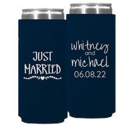 Wedding 047 - Just Married Names And Date - Foam Slim Can