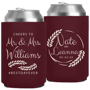 Wedding 049 - Cheers To Mr & Mrs Leaves - Neoprene Can