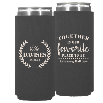 Wedding - Together Is Our Favorite Place To Be Leaves - Neoprene Slim Can 050