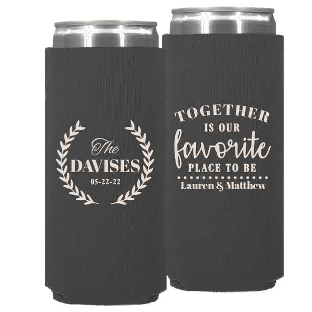 Wedding 050 - Together Is Our Favorite Place To Be Leaves - Neoprene Slim Can