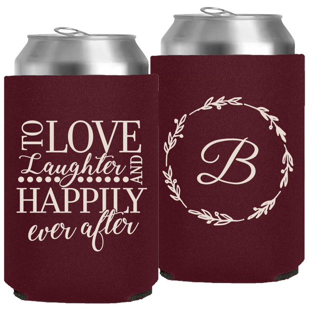 Wedding - To Love Laughter (3) Letter With Wreath - Neoprene Can 054