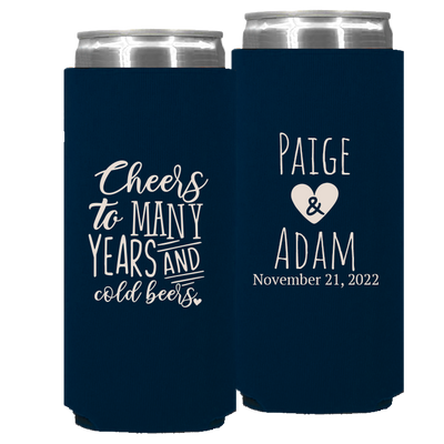Wedding 065 - Cheers To Many Years And Cold Beers W/Heart - Foam Slim Can