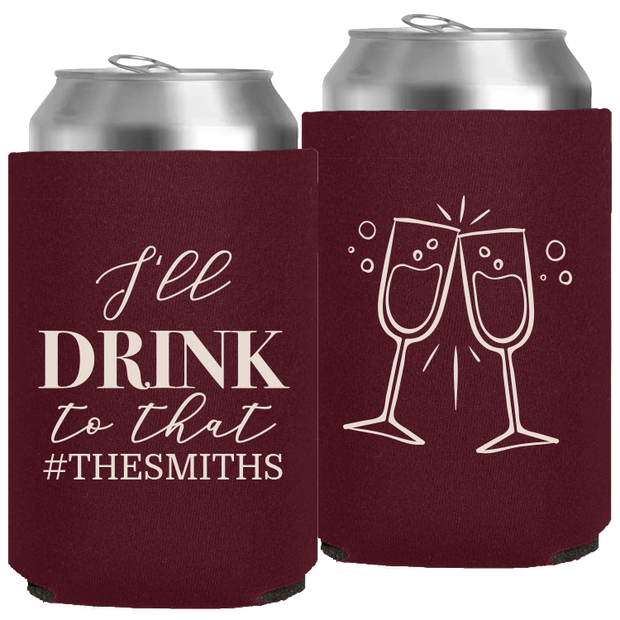 Wedding 084 - I'll Drink To That Champagne Glasses - Neoprene Can