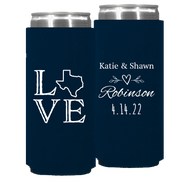 Wedding 094 - Love With Texas State Names - Foam Slim Can
