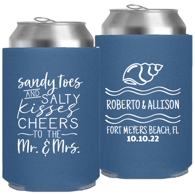 Wedding 096 - Sandy Toes And Salty Kisses Cheers To The Mr & Mrs - Foam Can
